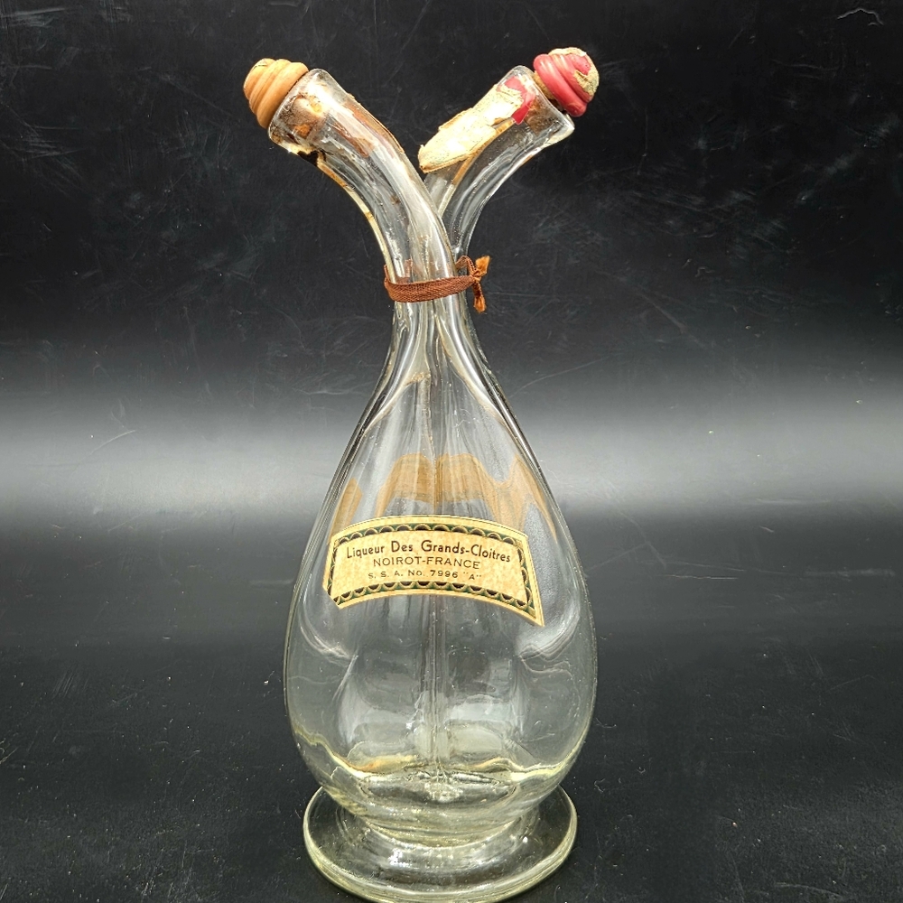 Vtg Napoleon Cocktail Twin Bottle Two Chambers Double Pour Spouts France Barware